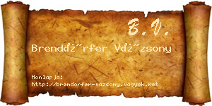 Brendörfer Vázsony névjegykártya
